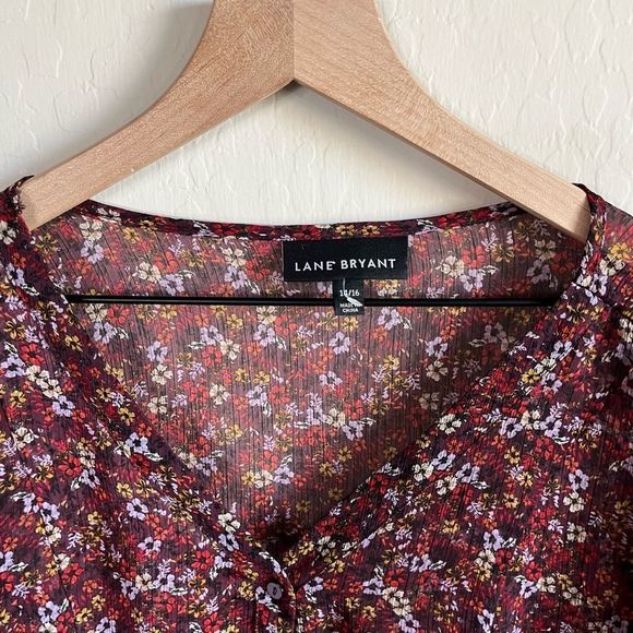 Lane Bryant Belle Floral Women’s Flowy Button Front Babydoll Blouse Size 14/16 - Picture 6 of 10
